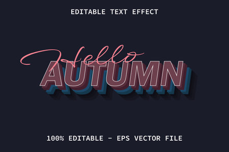 Hello Autumn With Vintage Style Editable Text Effectのイラスト素材