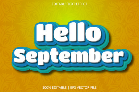 Hello September With Cartoon Emboss Style Editable Text Effectのイラスト素材