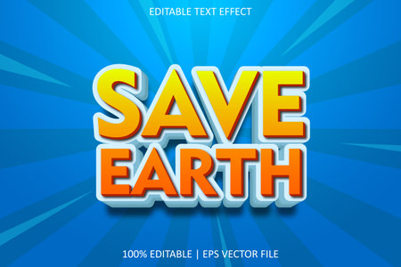 Save Earth With Cartoon Emboss Style Editable Text Effectのイラスト素材