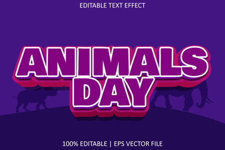 Animals Day With Modern Style Editable Text Effectのイラスト素材