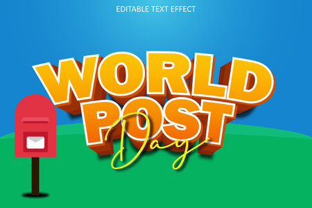 World Post Day With Modern Style Editable Text Effectのイラスト素材