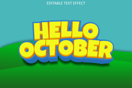 Hello October With Cartoon Style Editable Text Effectのイラスト素材