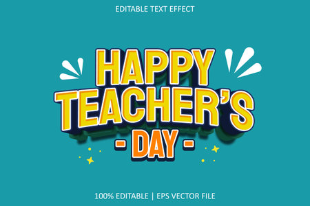 Happy Teacher Day With Cartoon Style Editable Text Effectのイラスト素材