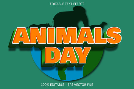 Animals Day With Modern Style Editable Text Effectのイラスト素材