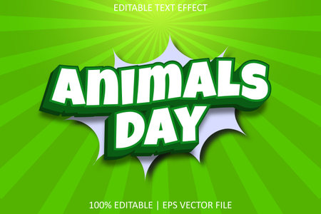 Animals Day With Modern Comic Style Editable Text Effectのイラスト素材