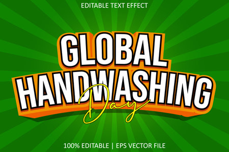 Global Hand Washing Day With Modern Style Editable Text Effectのイラスト素材