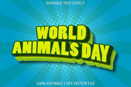 World Animals Day With Cartoon Emboss Style Editable Text Effectのイラスト素材