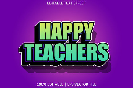 Happy Teachers With Modern Style Editable Text Effectのイラスト素材