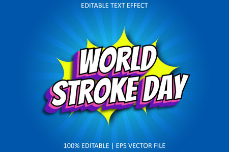 World Stroke Day With Comic Style Editable Text Effectのイラスト素材