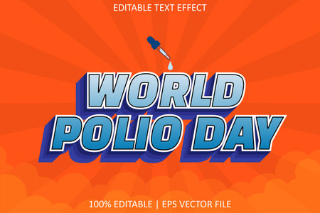 World Polio Day With Modern Style Editable Text Effectのイラスト素材