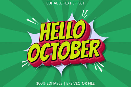 Hello October With Comic Style Editable Text Effectのイラスト素材