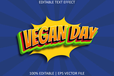 Vegan Day Comic Style Editable Text Effectのイラスト素材