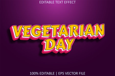 Vegetarian Day With Cartoon Style Editable Text Effectのイラスト素材