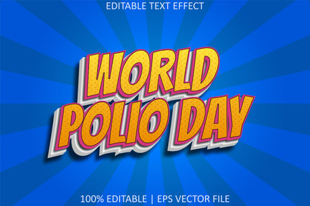 World Polio Day With Cartoon Style Editable Text Effectのイラスト素材