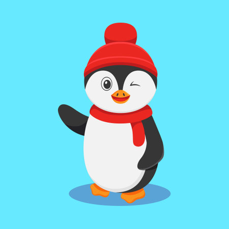 Cute Penguin Standing Cartoon Vector Illustrationのイラスト素材