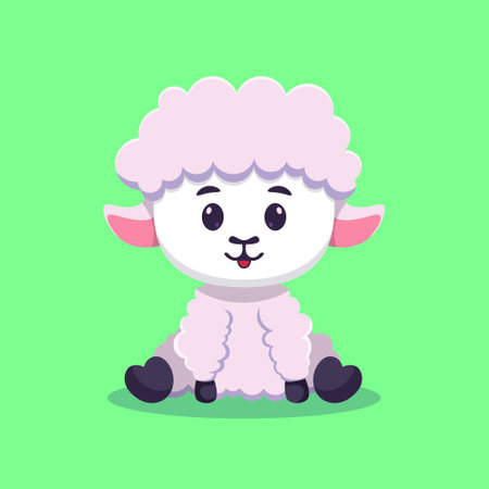 Cute Sheep Sitting Cartoon Vectorのイラスト素材