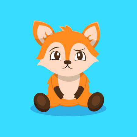 Cute Fox Sitting Cartoon Vectorのイラスト素材
