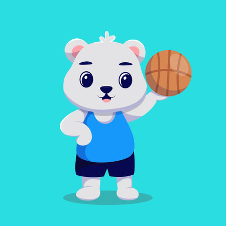 Cute Bear Playing Basketball Cartoon Vectorのイラスト素材