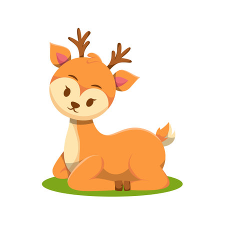 Cute Deer Cartoon Vector Illustrationのイラスト素材