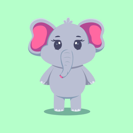 Cute Elephant Standing Cartoon Vector Illustrationのイラスト素材