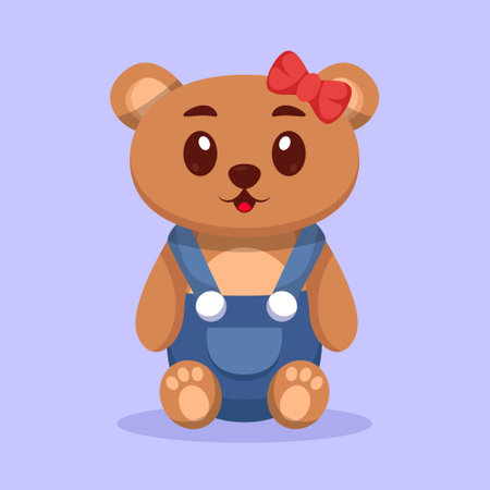 Cute Bear Sitting Cartoon Vector Illustrationのイラスト素材