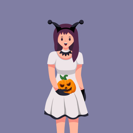 Girl with Halloween Dress Character Illustrationのイラスト素材