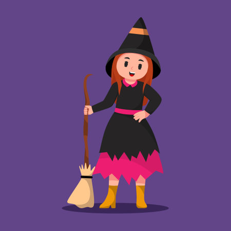Little Girl with Halloween Costume Character Illustrationのイラスト素材
