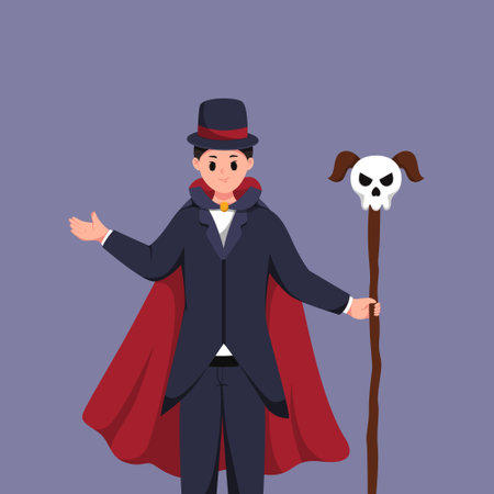 Man with Dracula Costume Character Illustrationのイラスト素材