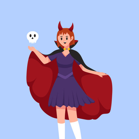Girl with Halloween Costume Character Illustrationのイラスト素材