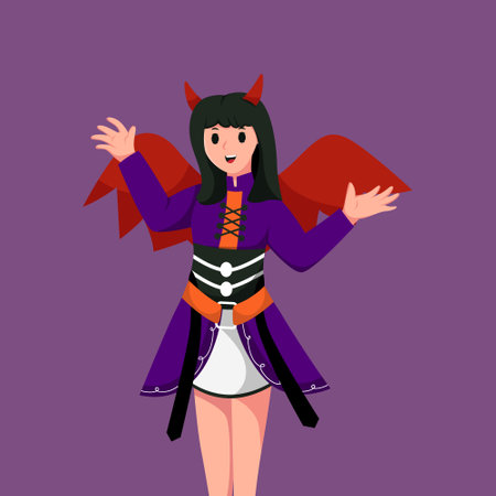 Girl with Halloween Costume Character Illustrationのイラスト素材