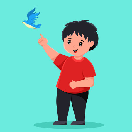 Cute Children Cartoon Character Illustrationのイラスト素材