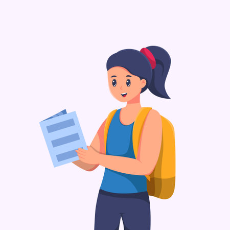Beautiful Girl Traveler Character Design Illustrationのイラスト素材