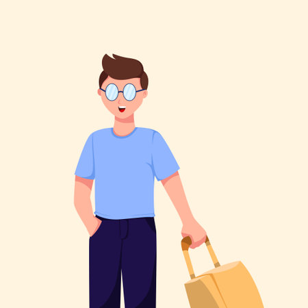 Young Man Traveler Character Design Illustrationのイラスト素材