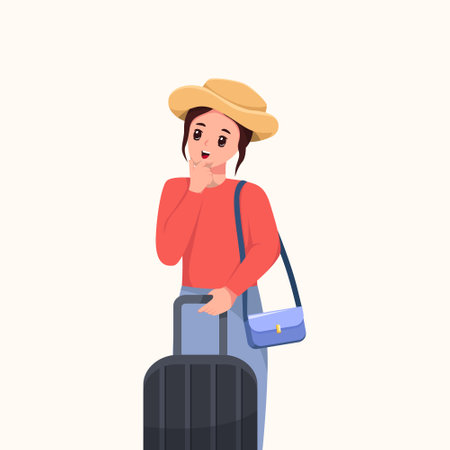 Girl Tourist Traveler Character Illustrationのイラスト素材