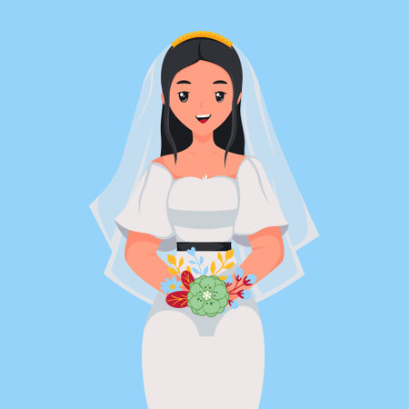 Beautiful Girl Wedding Character Illustrationのイラスト素材