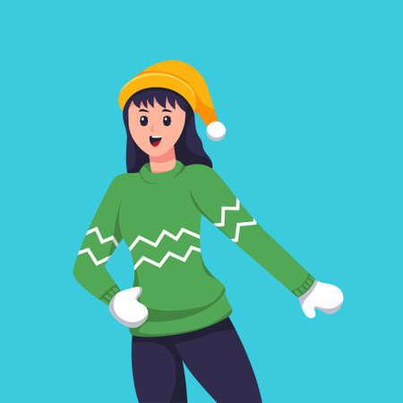 Girl Wearing Jacket Character Illustrationのイラスト素材