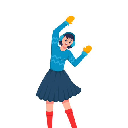 Young Girl Wearing Jacket Character Illustrationのイラスト素材