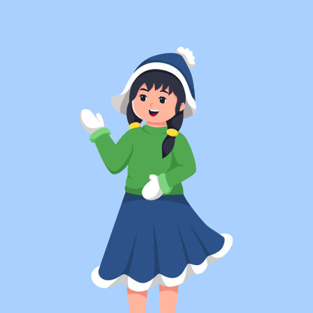 Little Girl Wearing Jacket Character Illustrationのイラスト素材