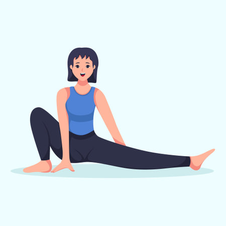Woman Yoga Exercise Character Illustrationのイラスト素材