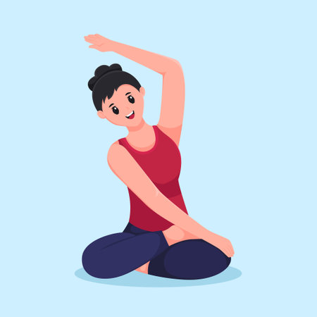 Woman doing Yoga Character Illustrationのイラスト素材