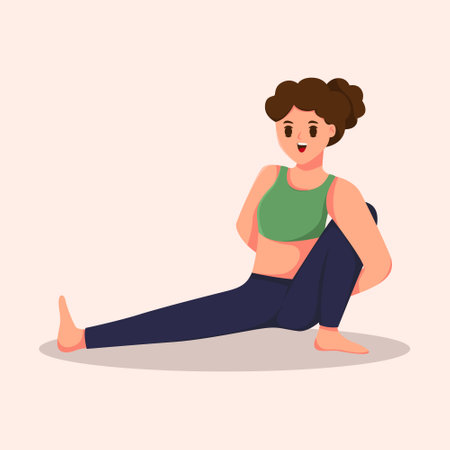 Woman in Yoga Position Character Illustrationのイラスト素材