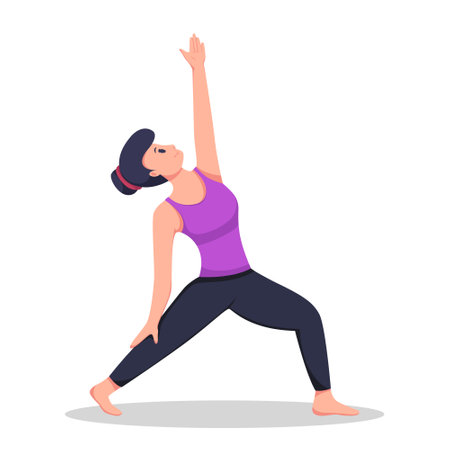Girl doing Yoga Exercise Character Design Illustrationのイラスト素材