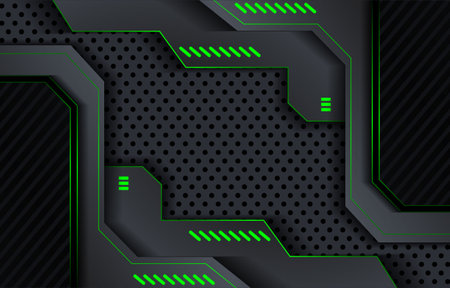 Futuristic green and black background designのイラスト素材