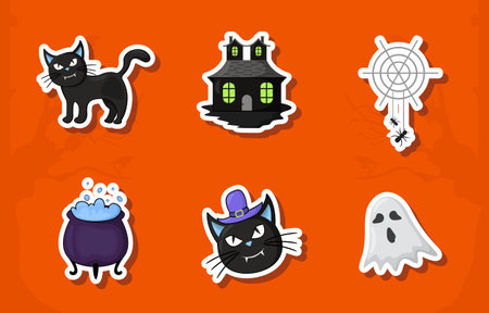 Halloween Sticker Set Collection Designのイラスト素材