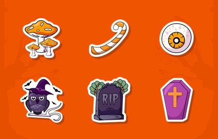Halloween Sticker Set Collection Designのイラスト素材