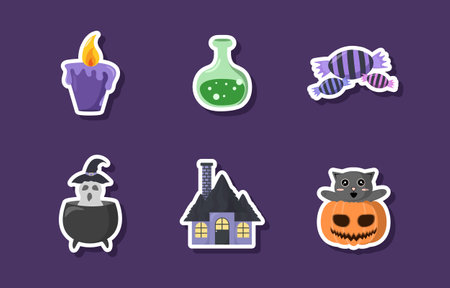 Halloween Sticker Set Collection Designのイラスト素材