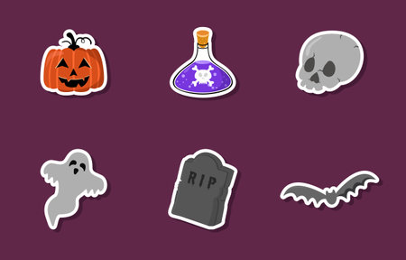 Halloween Sticker Set Collection Designのイラスト素材