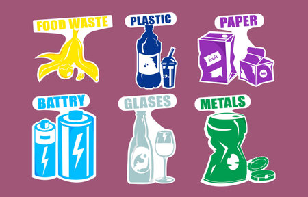 Recycling At Home Sticker Set Collection Designのイラスト素材