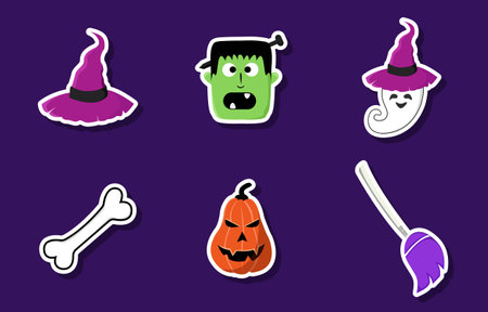 Halloween Sticker Set Collection Designのイラスト素材