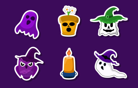 Halloween Sticker Set Collection Designのイラスト素材